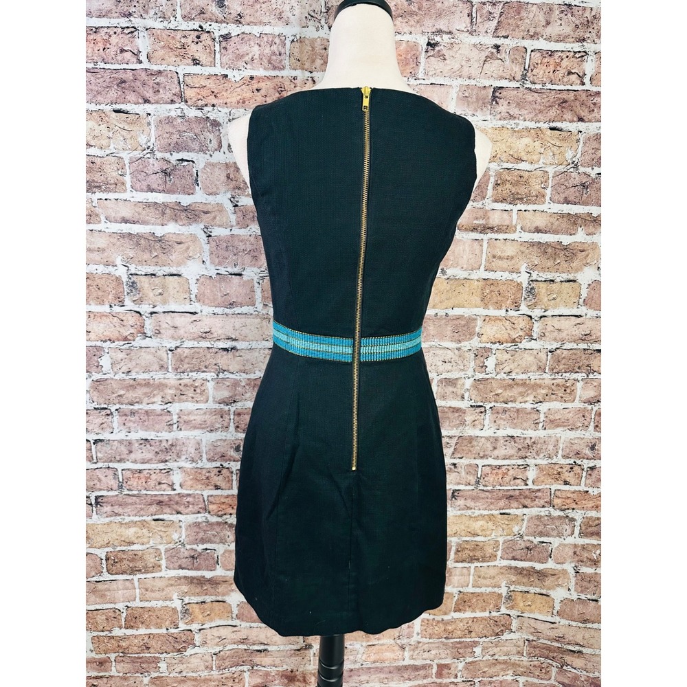 Beth‎ Bowley Black Beaded Geometric Sheath Dress Sleeveless Size 4 Flawed - Picture 9 of 16